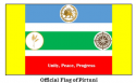 Vertical bicolor (green, red) with a pair of white crossed sabers under a white flame in the center of the flag.
